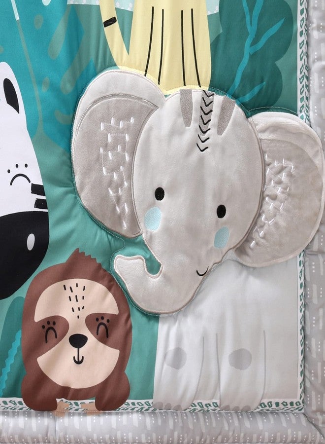 The Peanut Shell The Peanutshell 3 Piece Baby Crib Bedding Set for Boys & Girls - Newborn, Infant & Toddler Nursery Bed Set Decor with Fitted Crib Sheet, Dust Ruffle Comforter - Safari Adventures - Image 5