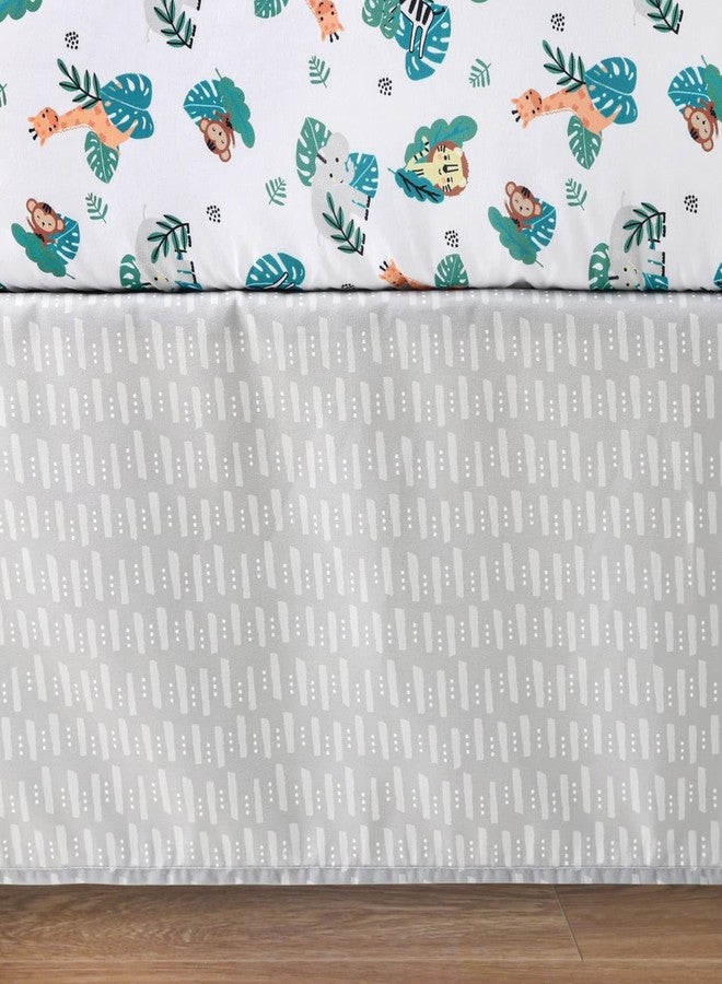 The Peanut Shell The Peanutshell 3 Piece Baby Crib Bedding Set for Boys & Girls - Newborn, Infant & Toddler Nursery Bed Set Decor with Fitted Crib Sheet, Dust Ruffle Comforter - Safari Adventures - Image 4