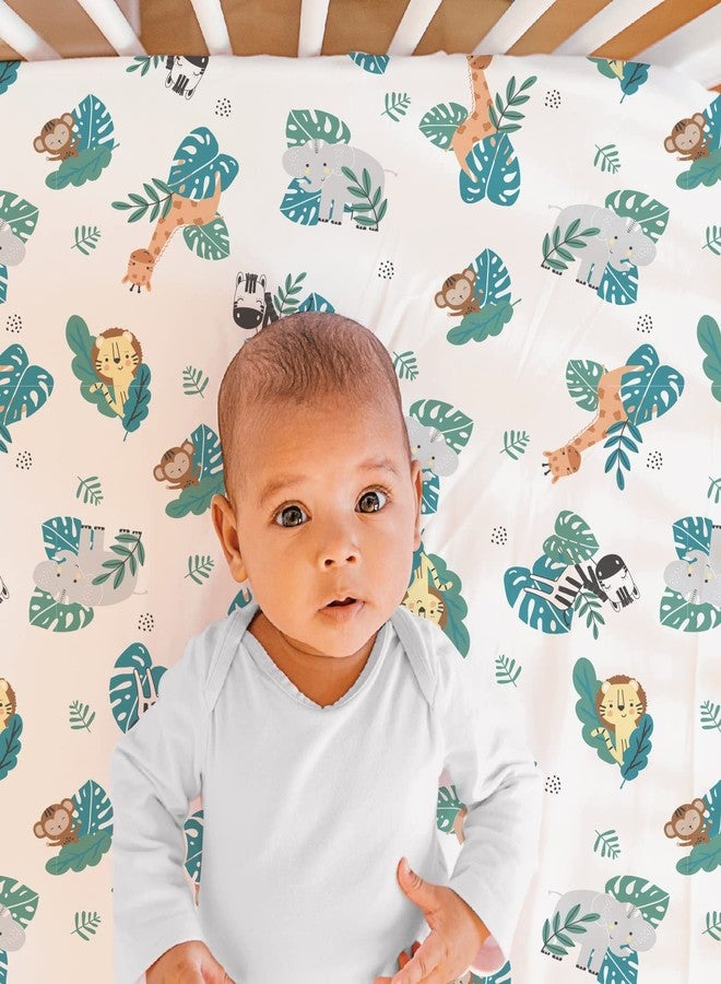 The Peanut Shell The Peanutshell 3 Piece Baby Crib Bedding Set for Boys & Girls - Newborn, Infant & Toddler Nursery Bed Set Decor with Fitted Crib Sheet, Dust Ruffle Comforter - Safari Adventures - Image 3
