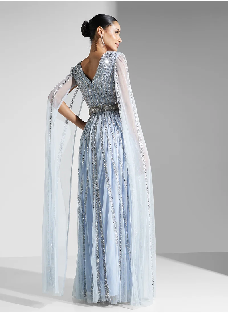 اميليا روز Embellished V-Neck  Dress