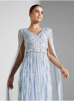 Amelia Rose Embellished V-Neck  Dress  - Image 3