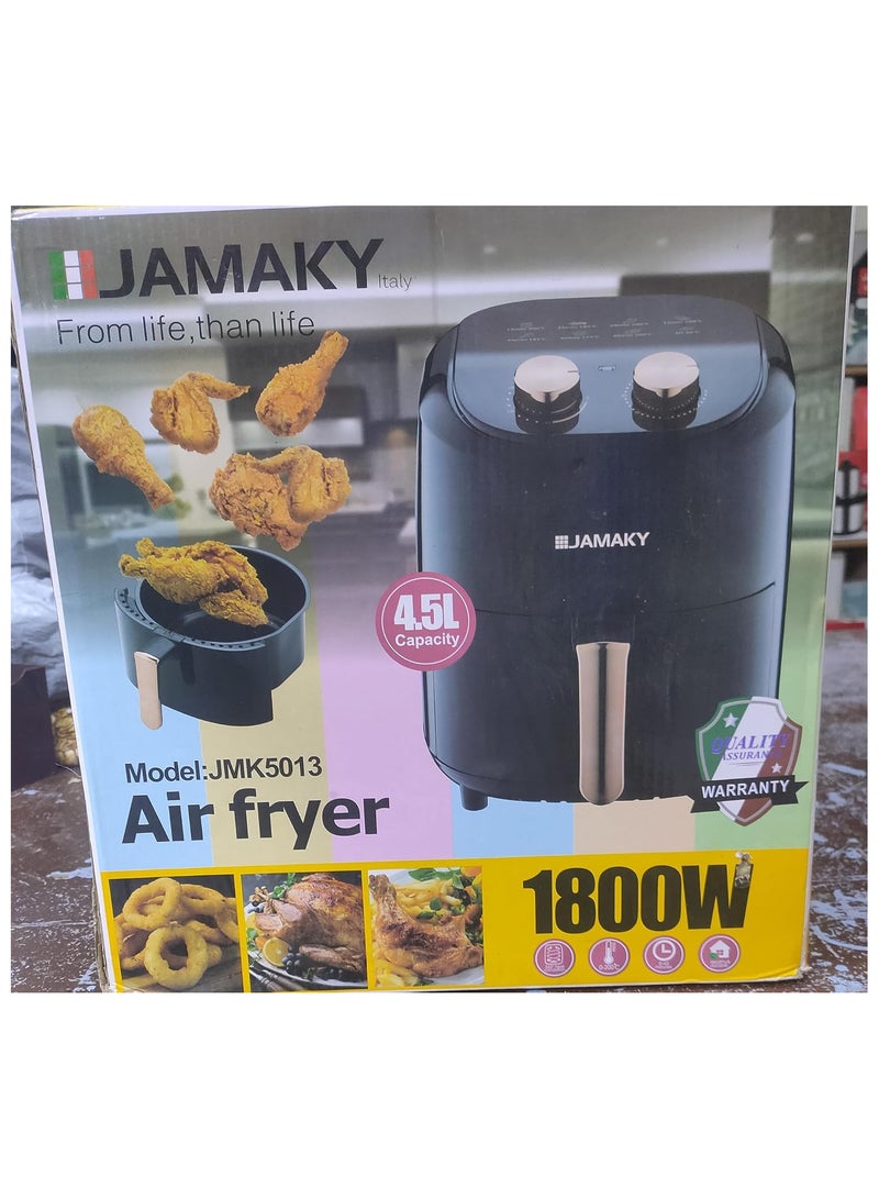 Jamaky Italy قلاية هوائية صحية بدون زيت من جاماكى بقدرة 1800 واط وسعة 4.5 ليتر - jmk 5013، اسود  - Image 4