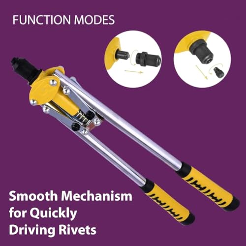 VENEKETY 17'' Long Arm Hand Riveter 425mm Pop Rivet Gun Fast Hitting Professional Chrome Handled Riveting Tool for Metal Furniture Automotive Home Workshop - Image 4