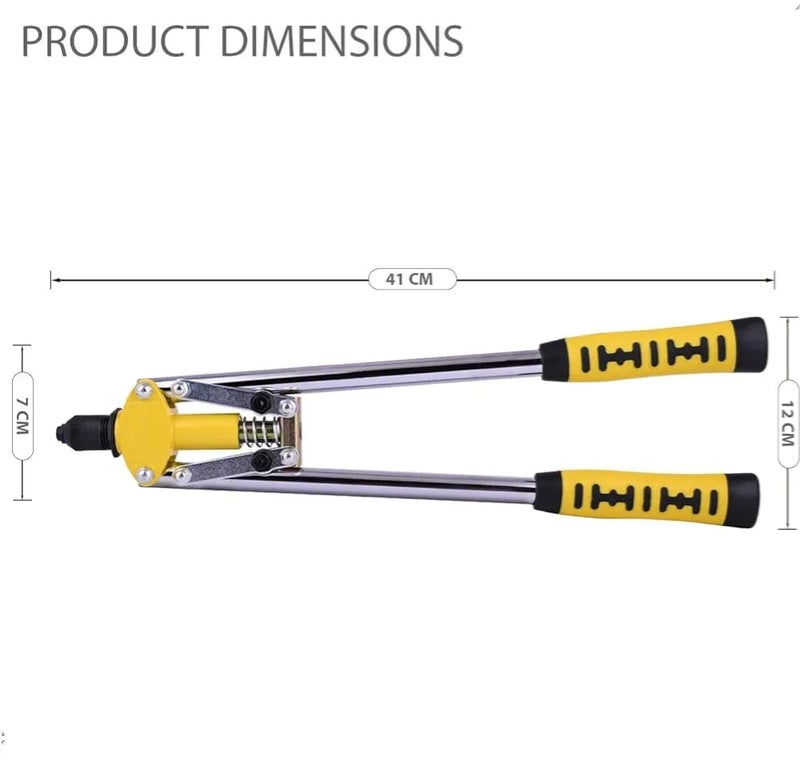 VENEKETY 17'' Long Arm Hand Riveter 425mm Pop Rivet Gun Fast Hitting Professional Chrome Handled Riveting Tool for Metal Furniture Automotive Home Workshop - Image 2