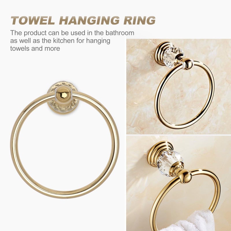 SAFIGLE Golden Steel Round Bathroom Towel Ring Wall Mounted Holder - Image 5