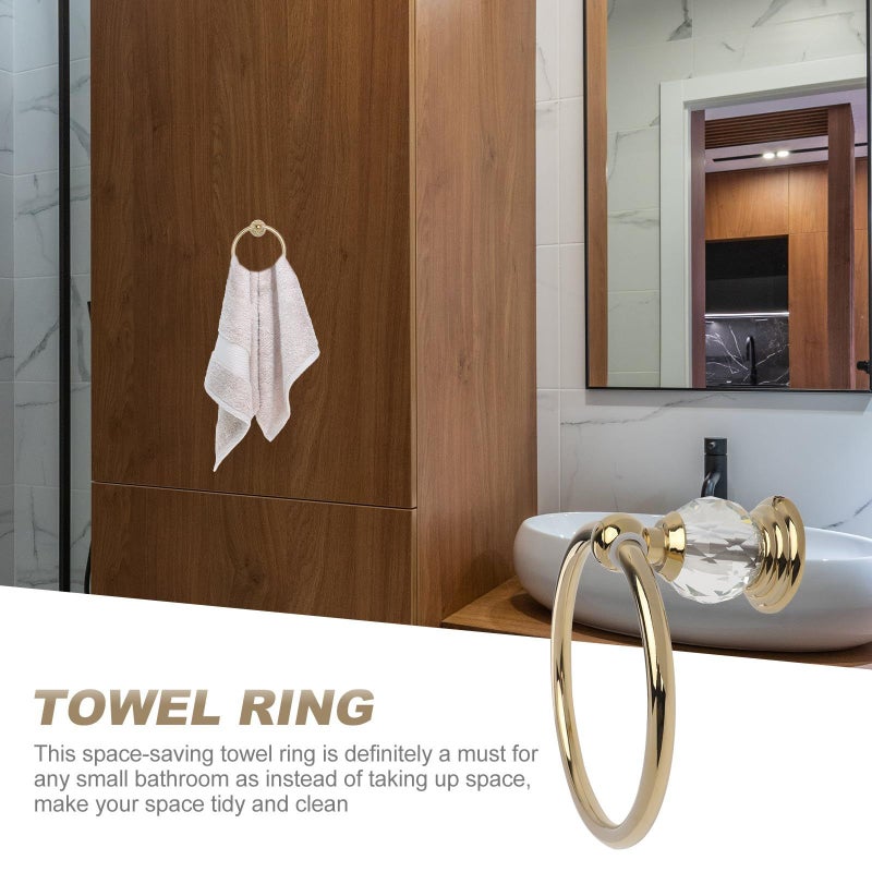 SAFIGLE Golden Steel Round Bathroom Towel Ring Wall Mounted Holder - Image 4
