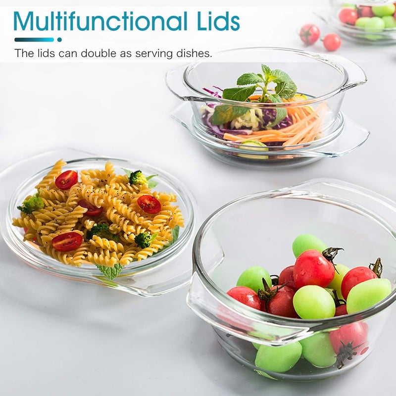 NUTRIUPS Small Round Glass Casserole Dish with lid, 0.65 L Mini glass bowl with glass lid, Microwave and Oven Safe - Image 4