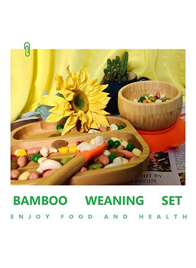 Youkoo kitchen Baby Toddler Stay Put Dish, Kids Suction Plate & Bowl, Bamboo Cute Dinnerware (Blue Set) - Image 3