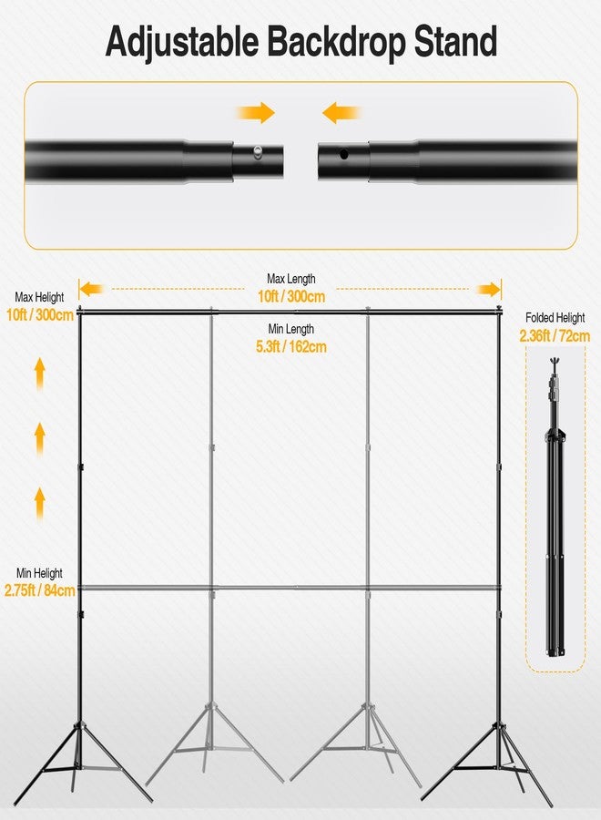 GLOSHOOTING Backdrop Stand, Photo Video Studio 10 x 10FT Heavy Duty Adjustable Backdrop Stand, Background Support System for Photography Parties Wedding - Image 2