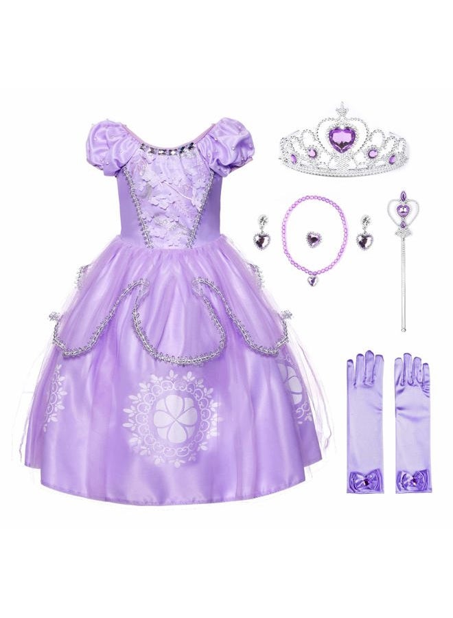 JerrisApparel Girls Princess Dress Floor Length Christmas Party Dresses (3T, Lilac with Accessories) - Image 1