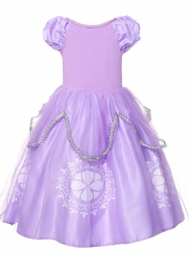JerrisApparel Girls Princess Dress Floor Length Christmas Party Dresses (3T, Lilac with Accessories) - Image 2
