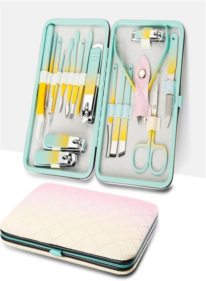 Lumevo 18-Piece Rainbow Manicure Kit - Stainless Steel Nail Tools Set with Travel Pouch - Complete Home Nail Care & Gift for Women - Image 3