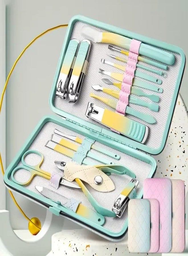 Lumevo 18-Piece Rainbow Manicure Kit - Stainless Steel Nail Tools Set with Travel Pouch - Complete Home Nail Care & Gift for Women - Image 2