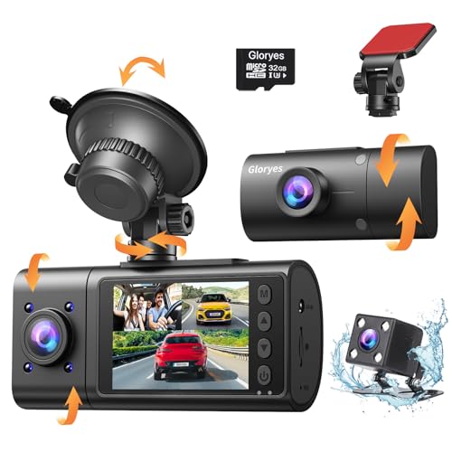 Gloryes 2025 Dash Cam, 3 Channel Dash Cam Front and Rear Inside, Interior Car Camera, 2.5K/1440P Single Fr,Fr+Interior, Front+Rear Dash Camera for Cars Taxi with Night Vision, Parking Monitor 1S Recording - Image 1