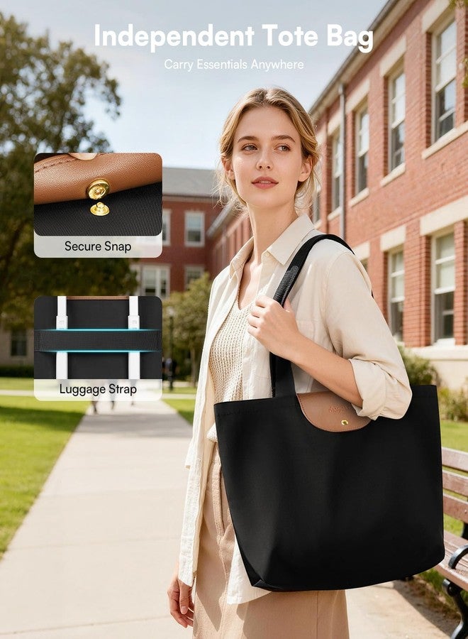 Arcoyard Rolling Teacher Bag with File Teacher Tote and Detachable Trolley, Large Rolling Bag for Work with 17.3 Inch Laptop Compartment, Work Bags for Women, Teaching, Nurse, Craft, Black Brown - Image 4