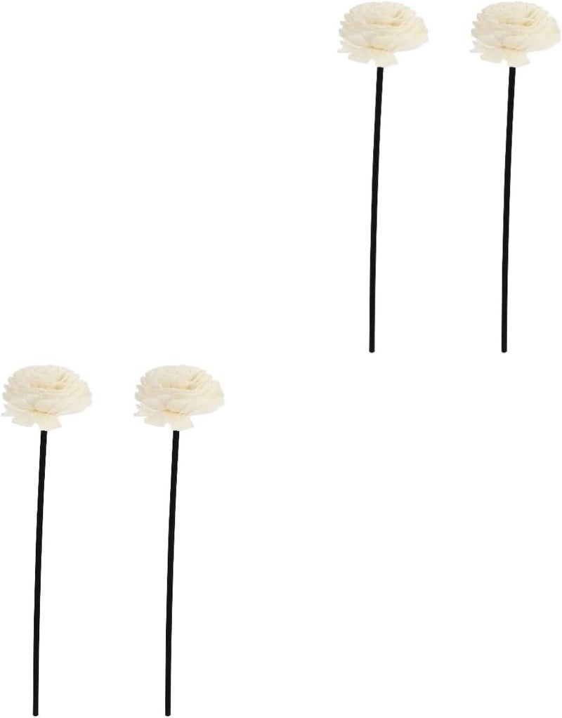 cheekyglo 4 pcs Fragrance Aromatherapy Rattan Oil Home Natural Essential Reed Wood Replacement Sticks for White Refill with Diffuser Accessories Pe Sola Volatile Flower Aroma Rose - Image 1