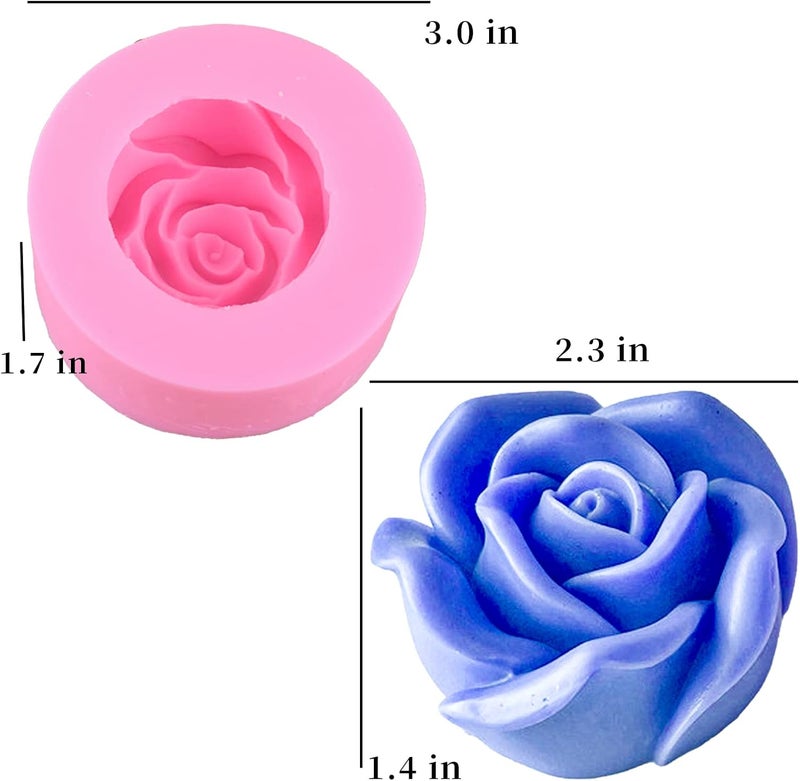 japleed 2pcs Large Rose Silicone Soap Molds Flower Resin Candle Molds 3D Silicone Fondant Chocolate Cake Candy Molds DIY Resin Candle Soap Wax Crafts Home Decoration Baking Tool - Image 3