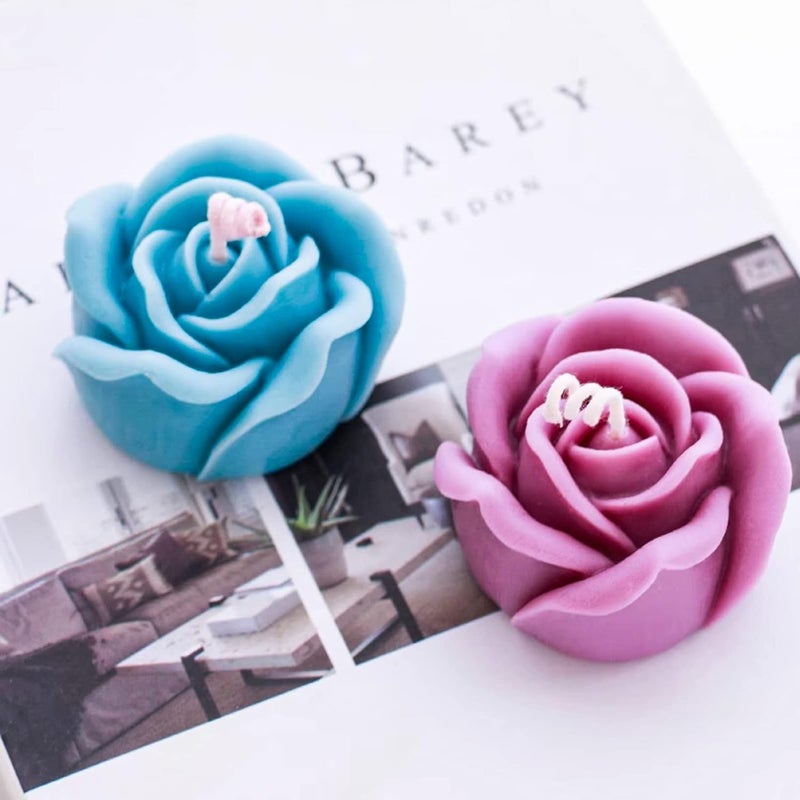 japleed 2pcs Large Rose Silicone Soap Molds Flower Resin Candle Molds 3D Silicone Fondant Chocolate Cake Candy Molds DIY Resin Candle Soap Wax Crafts Home Decoration Baking Tool - Image 4