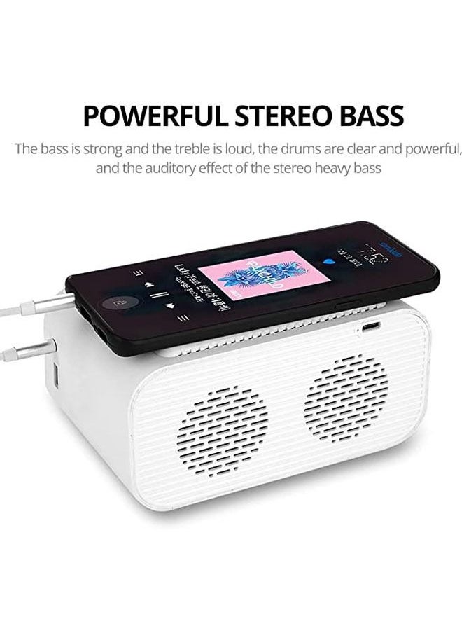 Arabest - ساعة منبه رقمية مع شاحن لاسلكي ومكبر صوت بلوتوث، 7 في 1 ساعة راديو عرض LED لغرفة النوم شحن مزدوج مع USB - أسود - Image 1
