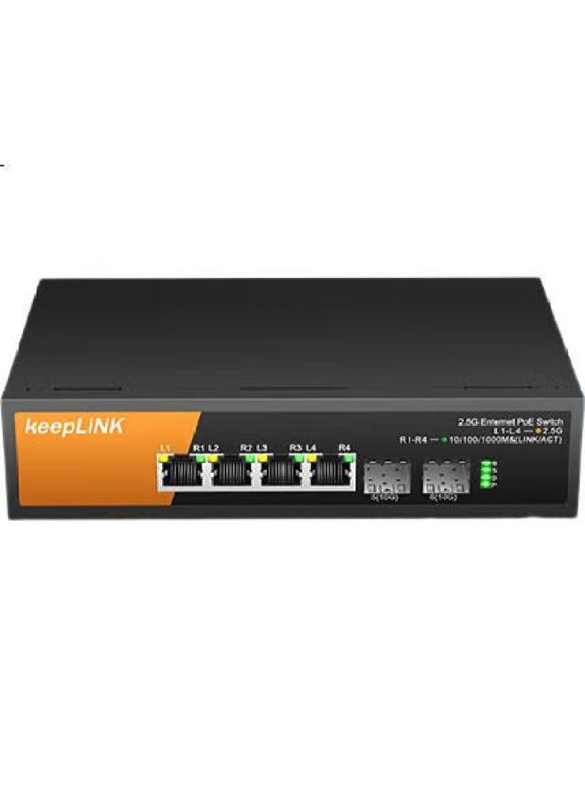 keepLiNK مفتاح كيبلينك Kp-9000-6Xhp-X2-Ac 2.5G 4 منافذ Poe+ 2 منفذ 10G Sfp رصد أمني شبكة مفتاح 75W - Image 2
