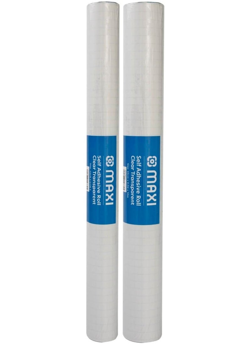 Maxi Maxi Clear Self Adhesive Roll 10Mx45Cm + 5Mx45Cm 2pcs Set,Suitable for text book, dictionary, magazine, reference book, exercise book, work book,revision book, notebook, novel  - Image 1