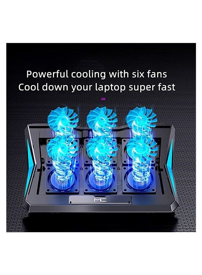 Laptop Cooling Pad Gaming Notebook Cooler for Desk Use Adjustable Wind Speed, Laptop Fan Stand 6 Adjustable Heights with 6 Quiet Fans and Phone Holder for 11 to 18 Inch Laptops  - Image 2