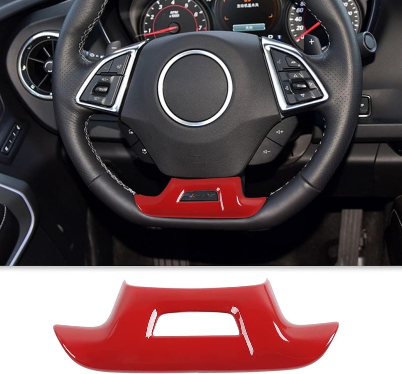 CheroCar for Chevrolet Camaro Steering Wheel Trim Decoration Cover Interior Accessories for Chevrolet Camaro 2017-2022 (Red) - Image 1