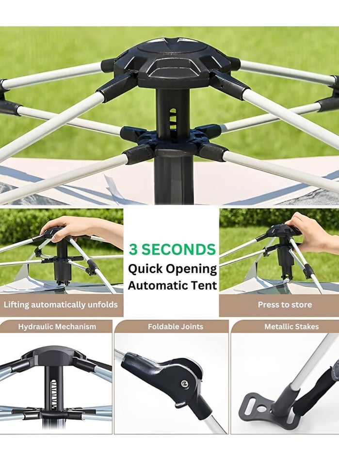 مس تيارا خيمة تخييم تتسع من 5 إلى 6 أشخاص خيمة تخييم منبثقة أوتوماتيكية 210D أرضية أكسفورد بوليستر طلاء فضي حماية من الأشعة فوق البنفسجية خفيفة الوزن مقاومة للماء والرياح شبكة تهوية مقاومة للرياح حبل حقيبة تخزين خيمة خارجية للتخييم والمشي لمسافات طويلة والشاطئ والسفر والنزهات - Image 4