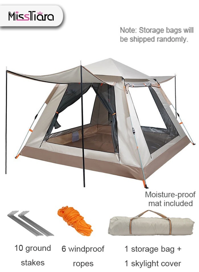 مس تيارا خيمة تخييم تتسع من 5 إلى 6 أشخاص خيمة تخييم منبثقة أوتوماتيكية 210D أرضية أكسفورد بوليستر طلاء فضي حماية من الأشعة فوق البنفسجية خفيفة الوزن مقاومة للماء والرياح شبكة تهوية مقاومة للرياح حبل حقيبة تخزين خيمة خارجية للتخييم والمشي لمسافات طويلة والشاطئ والسفر والنزهات - Image 2