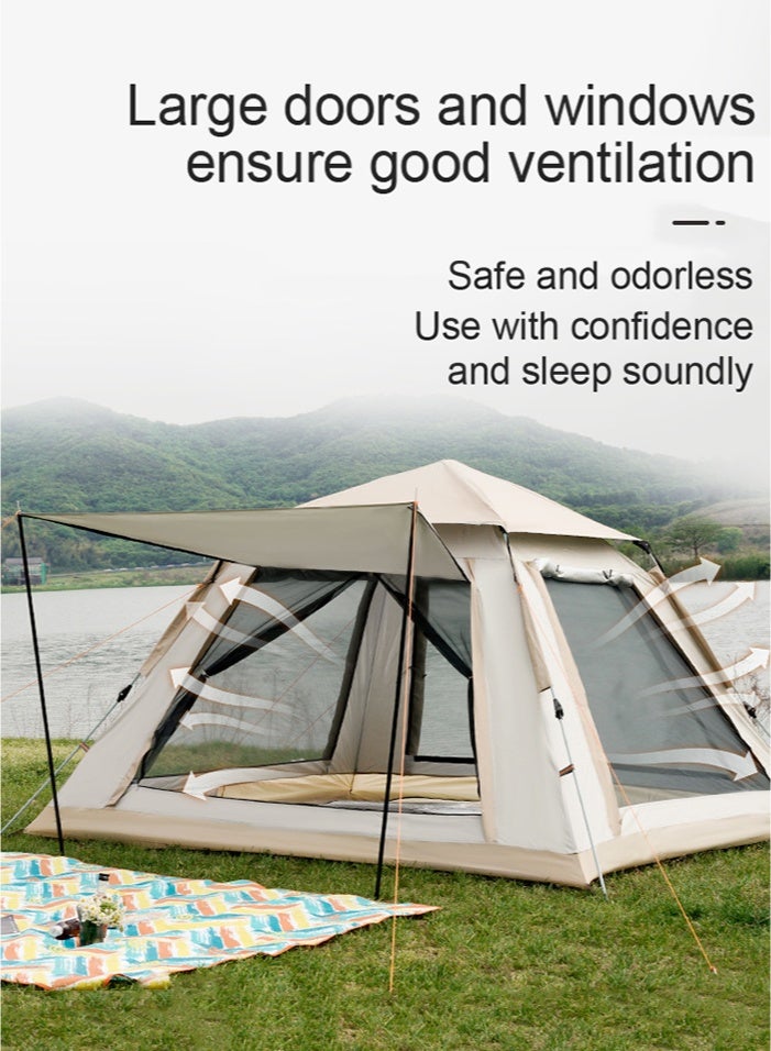 مس تيارا خيمة تخييم تتسع من 5 إلى 6 أشخاص خيمة تخييم منبثقة أوتوماتيكية 210D أرضية أكسفورد بوليستر طلاء فضي حماية من الأشعة فوق البنفسجية خفيفة الوزن مقاومة للماء والرياح شبكة تهوية مقاومة للرياح حبل حقيبة تخزين خيمة خارجية للتخييم والمشي لمسافات طويلة والشاطئ والسفر والنزهات - Image 3