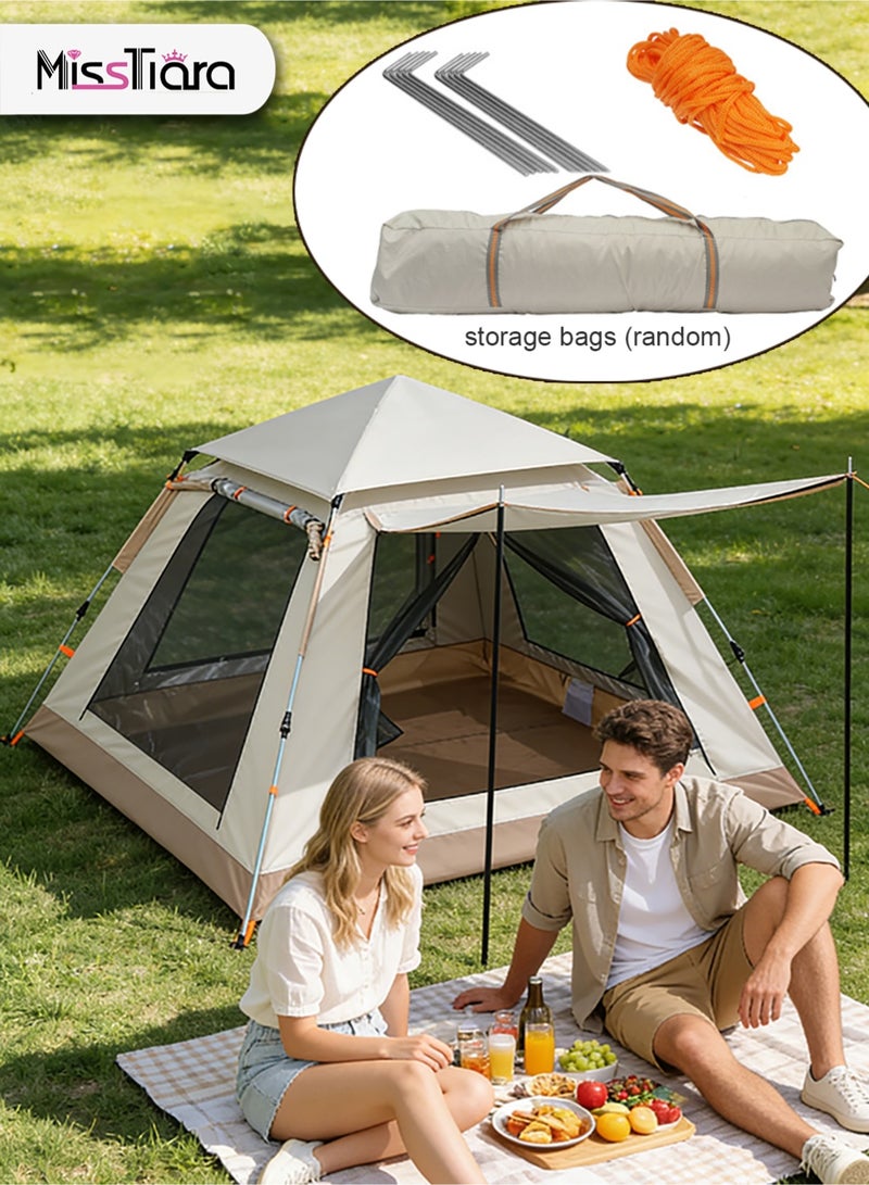 مس تيارا خيمة تخييم تتسع من 5 إلى 6 أشخاص خيمة تخييم منبثقة أوتوماتيكية 210D أرضية أكسفورد بوليستر طلاء فضي حماية من الأشعة فوق البنفسجية خفيفة الوزن مقاومة للماء والرياح شبكة تهوية مقاومة للرياح حبل حقيبة تخزين خيمة خارجية للتخييم والمشي لمسافات طويلة والشاطئ والسفر والنزهات - Image 1