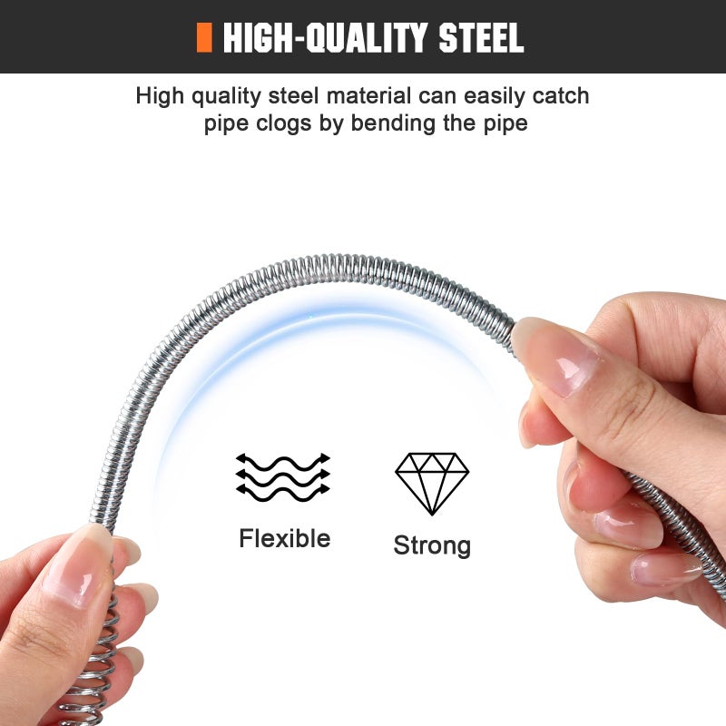 CRAFTZONE Drain Auger 25 Ft,Plumbing Snake With Drill Adapter,Pipe Clog Remover for Kitchen Bathroom Shower Sink Cleaning,Flexible Spring Steel - Image 2