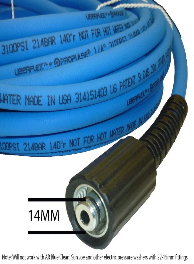 ProPulse Blue UBERFLEX Kink Resistant Pressure Washer Hose 1/4" x 30' 3,100 PSI with (2) 22MM - Image 2