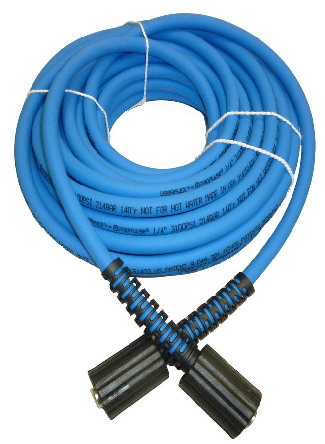 ProPulse Blue UBERFLEX Kink Resistant Pressure Washer Hose 1/4" x 30' 3,100 PSI with (2) 22MM - Image 1