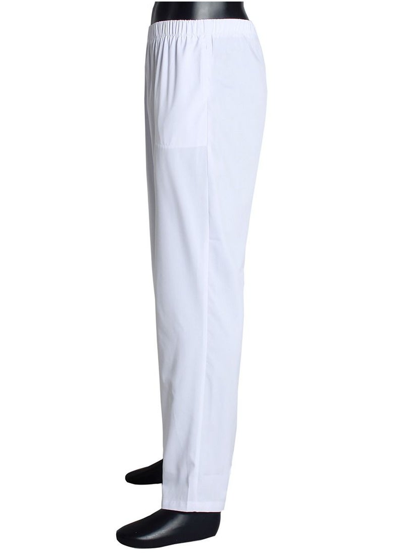 Loquat Men's Solid Color Elastic Waist Pants Comforty Loose Casual Pants White  - Image 2