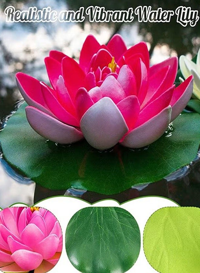 Ailily 10Pcs Artificial Floating Foam Lotus Flower with Water Lily Pad,Lifelike Ornanment Perfect for Home Garden Pond Decor Gifts  - Image 4