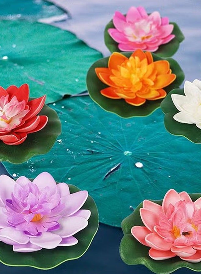 Ailily 10Pcs Artificial Floating Foam Lotus Flower with Water Lily Pad,Lifelike Ornanment Perfect for Home Garden Pond Decor Gifts  - Image 3
