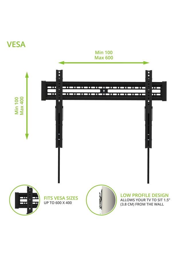 Kanto Kt3260 Tilting Tv Wall Mount ; Fits 32” To 60” Monitors ; Fits Vesa Sizes 100 X 100 To 600 X 400 ; Tilt Mechanism ; Quick Release Tabs ; Solid Steel Construction ; Dual Stud Wall Plate ; Black - Image 3