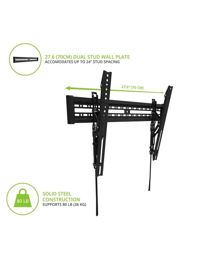 Kanto Kt3260 Tilting Tv Wall Mount ; Fits 32” To 60” Monitors ; Fits Vesa Sizes 100 X 100 To 600 X 400 ; Tilt Mechanism ; Quick Release Tabs ; Solid Steel Construction ; Dual Stud Wall Plate ; Black - Image 5