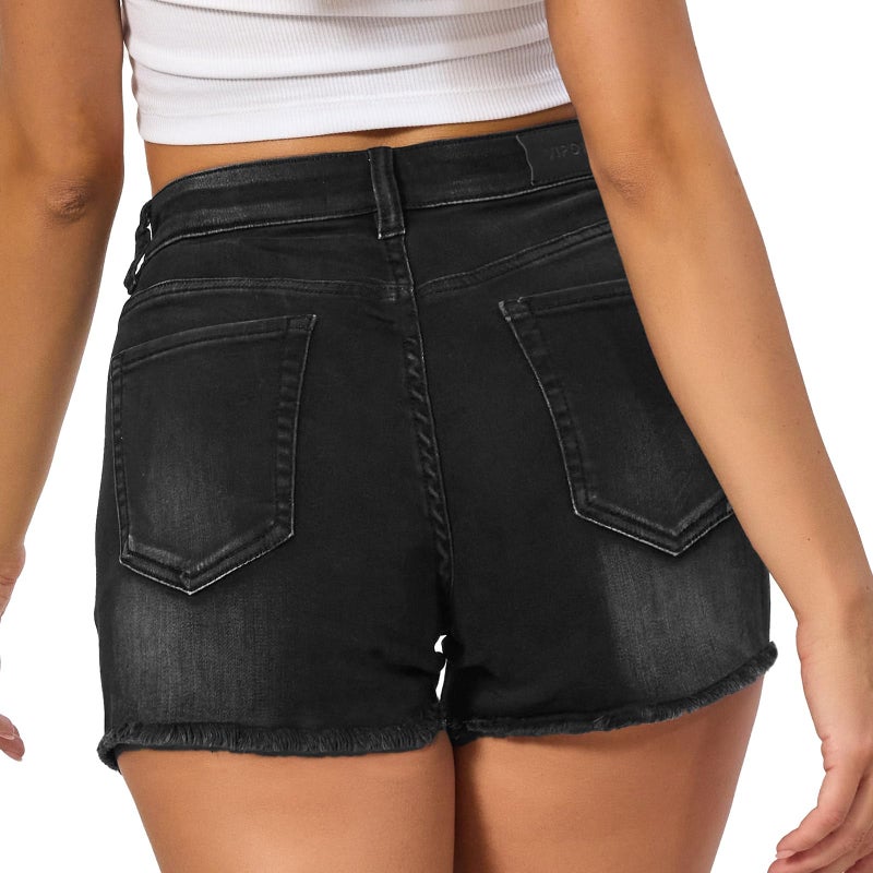 VIPONES Denim Shorts for Women Hem Stretchy Frayed Raw Casual Hot Pockets High Waistedï¼ˆ82-Blackï¼Œ8ï¼‰ - Image 3