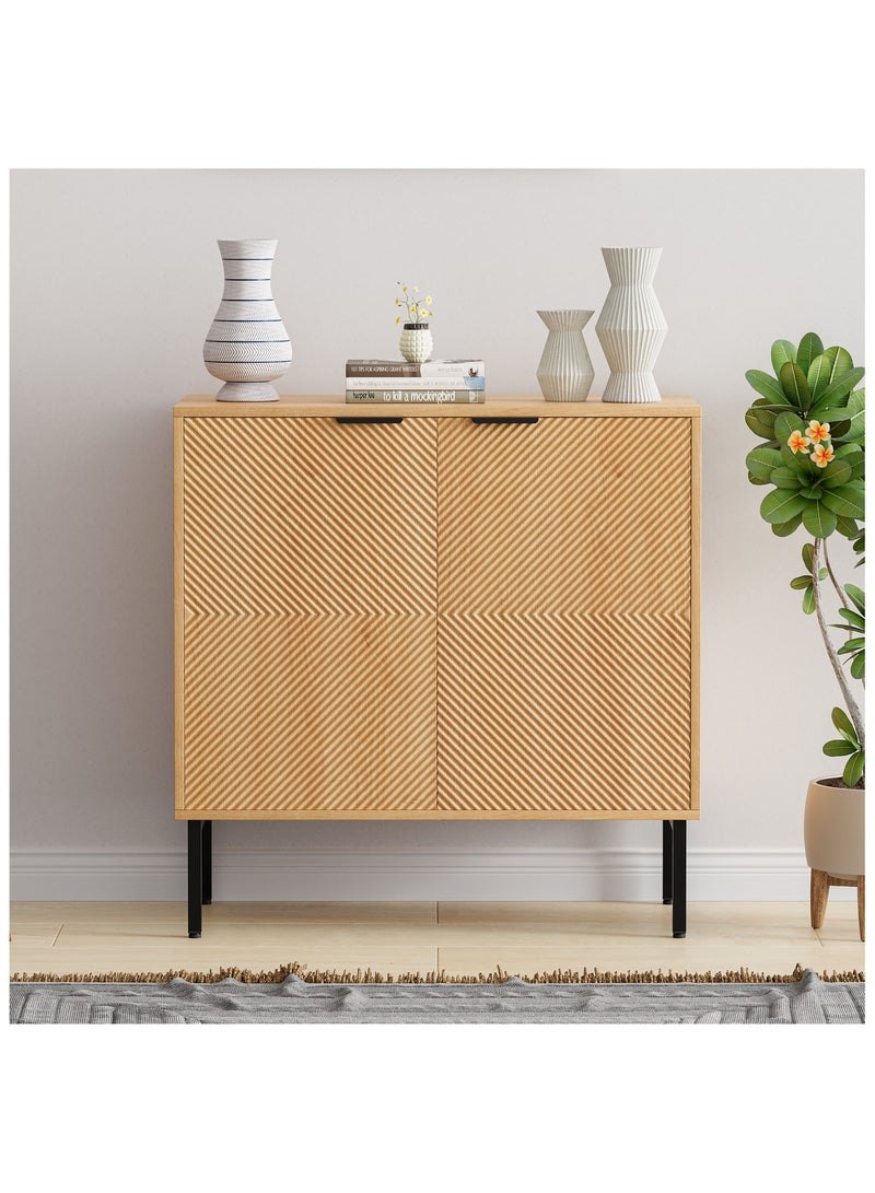 شوغوري خزانة بوفيه خزانة بوفيه جانبية مع تخزين، خزانة صغيرة مخددة بأبواب ورفوف قابلة للتعديل، خزائن تخزين لغرفة المعيشة وغرفة الطعام والمدخل - Image 1