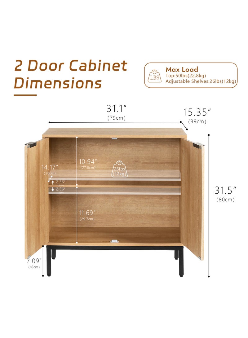 شوغوري خزانة بوفيه خزانة بوفيه جانبية مع تخزين، خزانة صغيرة مخددة بأبواب ورفوف قابلة للتعديل، خزائن تخزين لغرفة المعيشة وغرفة الطعام والمدخل - Image 2