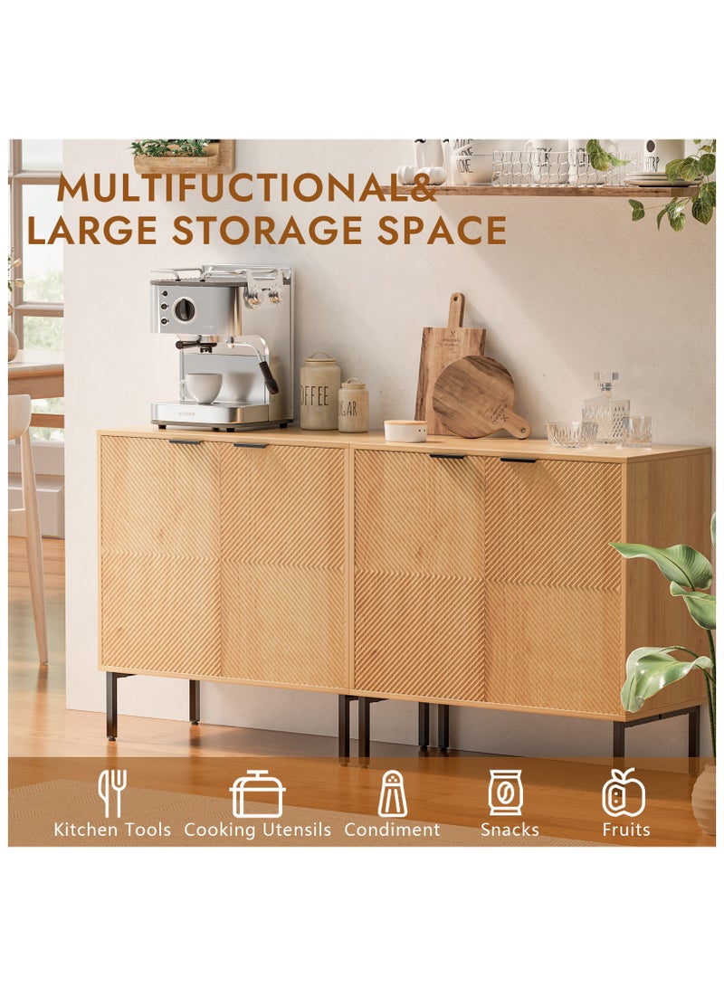 شوغوري خزانة بوفيه خزانة بوفيه جانبية مع تخزين، خزانة صغيرة مخددة بأبواب ورفوف قابلة للتعديل، خزائن تخزين لغرفة المعيشة وغرفة الطعام والمدخل - Image 3