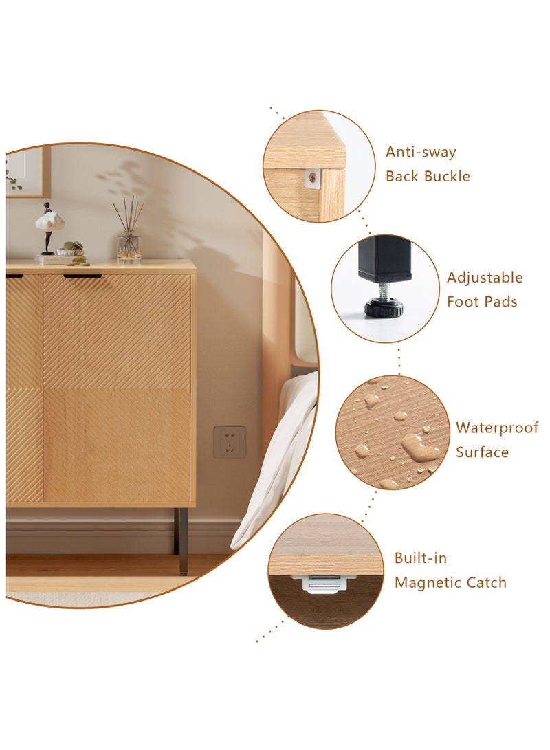 شوغوري خزانة بوفيه خزانة بوفيه جانبية مع تخزين، خزانة صغيرة مخددة بأبواب ورفوف قابلة للتعديل، خزائن تخزين لغرفة المعيشة وغرفة الطعام والمدخل - Image 4