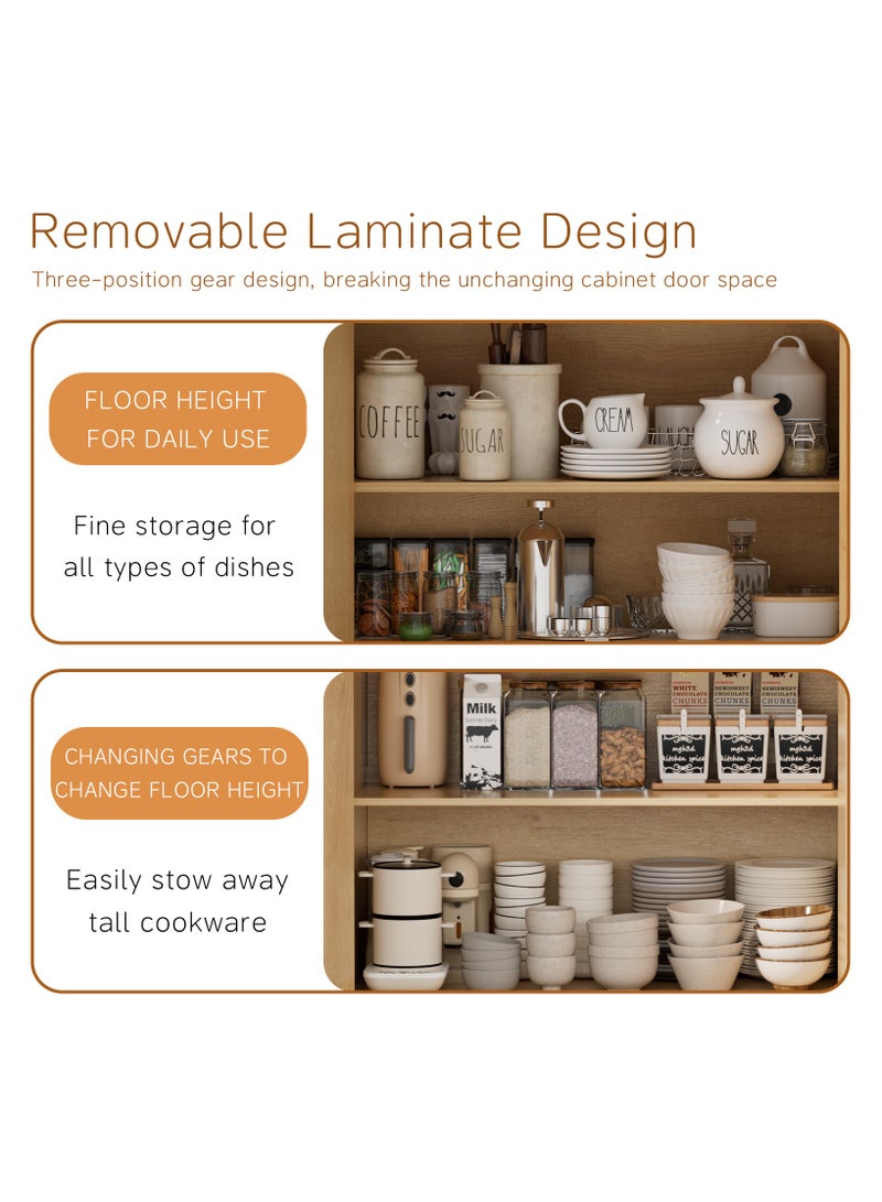 شوغوري خزانة بوفيه خزانة بوفيه جانبية مع تخزين، خزانة صغيرة مخددة بأبواب ورفوف قابلة للتعديل، خزائن تخزين لغرفة المعيشة وغرفة الطعام والمدخل - Image 5