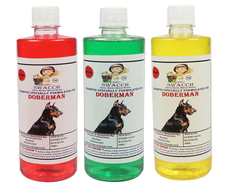 SWACCH Shampoo Specially FORMULATED for Doberman (500ML) (Combo Pack of 3) Strawberry, Lemon, NEEM ALOVERA - Image 1