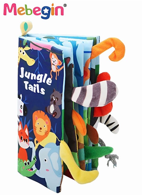 Soft Cloth Book Crinkle Baby Books Toys Shark Tails Soft Activity Early Education Toy for Toddlers Animal Books