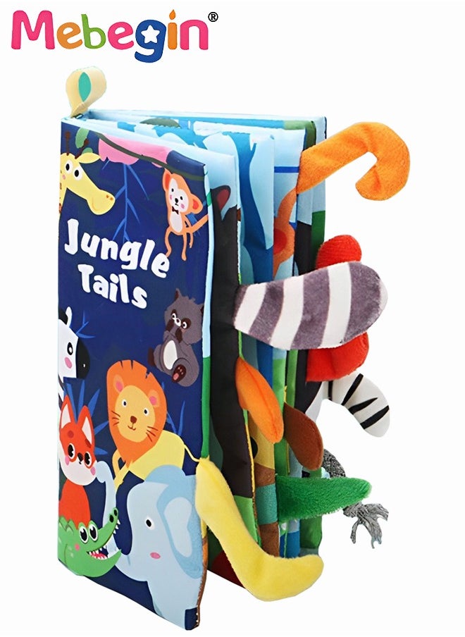 MEBEGIN Soft Cloth Book Crinkle Baby Books Toys Shark Tails Soft Activity Early Education Toy for Toddlers Animal Books  - Image 1
