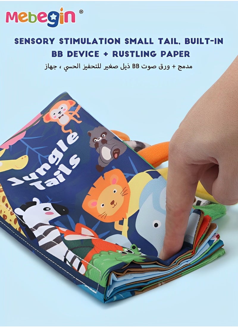 MEBEGIN Soft Cloth Book Crinkle Baby Books Toys Shark Tails Soft Activity Early Education Toy for Toddlers Animal Books  - Image 5