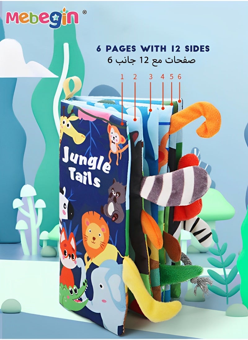 MEBEGIN Soft Cloth Book Crinkle Baby Books Toys Shark Tails Soft Activity Early Education Toy for Toddlers Animal Books  - Image 3